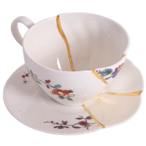 Чашка чайная с блюдцем Kintsugi, декор 2