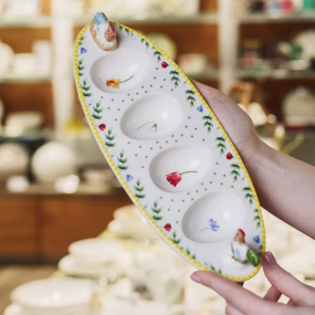 Блюдо для яиц овальное "Петух и курица" Spring Awakening