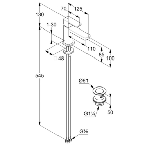 Смеситель для раковины Kludi Renon 422660575, с клапаном Click-Clack, хром
