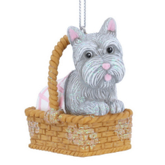 Елочная игрушка "Тотошка (собака) в корзинке" 8 см