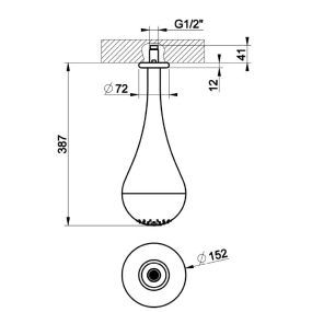 Лейка для душа Gessi Goccia 33751.299, черный матовый