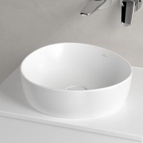 Раковина накладная Villeroy & Boch Antao 40х40, CeramicPlus, 4A7240RW, из TitanCeram, Stone White