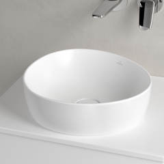 Раковина накладная Villeroy & Boch Antao 40х40, CeramicPlus, 4A7240RW, из TitanCeram, Stone White