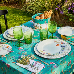 Скатерть прямоугольная Textile Flora 150х300 см, зеленая