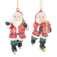 Елочная игрушка "Санта на коньках" 7 см, в ассортименте