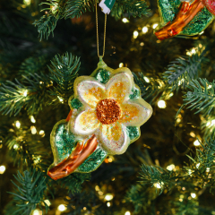 Елочная игрушка "Цветок" 11 см, желтая