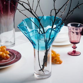 Ваза Glass Design Bizarre 27 см, голубая