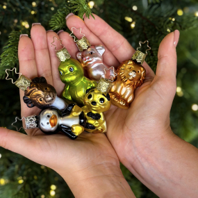 Елочная игрушка "Золотой король лев" 5 см