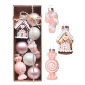 Набор елочных игрушек "Домик, трость, конфета" 3-5,5 см, 8 шт
