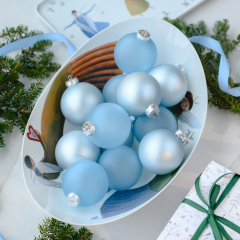 Набор шаров для елки Snow Walk 8 см, 12 шт, цвет голубой