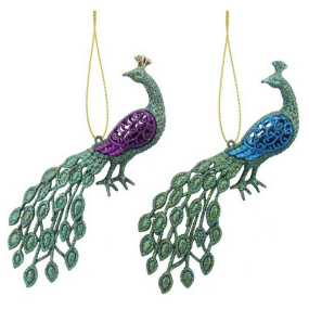 Елочная игрушка "Павлин" 19 см, зеленая