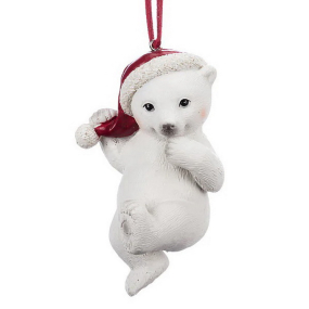 Елочная игрушка "Белый мишка" 10 см