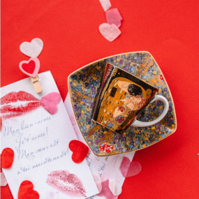 Чашка для эспрессо с блюдцем "Поцелуй" 100 мл, черная