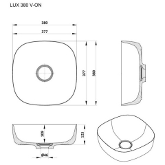 Раковина Kolpa-San Lux 380 ON, 38х38, из Kerrok, с клапаном, белая
