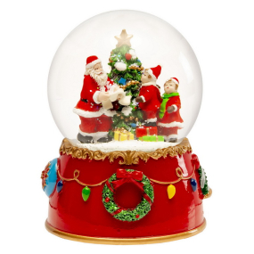 Фигурка "Снежный шар с Сантой и детьми" 14 см
