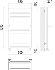 Полотенцесушитель Terminus Хендрикс 100х53, водяной, хром