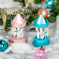 Елочная игрушка "Карусель" 9 см, голубая