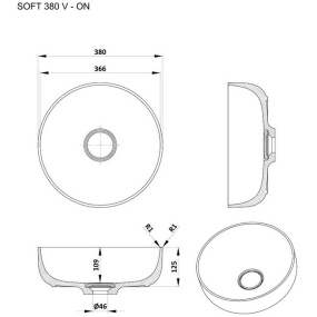 Раковина Kolpa-San Soft 380 On, 36х36, из Kerrok, с клапаном,  белая
