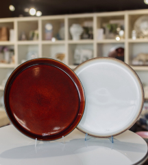 Тарелка столовая Bitz 27 см, кремовая/серая