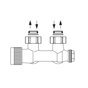Узел подключения Oventrop Multiblock T, 3/4 НГ x 3/4 НР, угловой, с преднастройкой