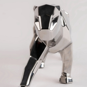 Статуэтка "Пантера оригами" 19х50х12 см, цвет серебро