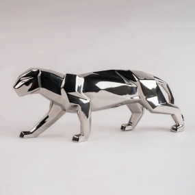 Статуэтка "Пантера оригами" 19х50х12 см, цвет серебро