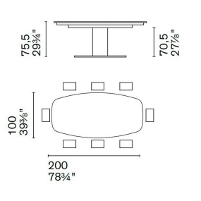 Стол Calligaris Cameo 200х100 CS4124, Matt Black / Wild Gray
