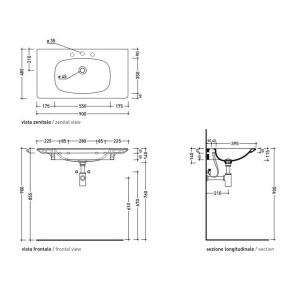 Раковина подвесная Flaminia Nuda 90х49 ND90LCEN, Cenere
