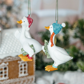 Игрушка на елку "Гусь в красной шапке" 9 см