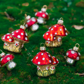 Новогодняя игрушка "Мухомор мини" 4,5 см