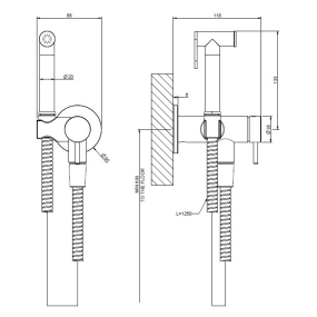 Смеситель для гигиенического душа Gessi 316 45130.708, брашированная медь PVD