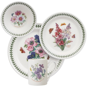 Набор посуды на 1 персону Botanic Garden, цветочный декор, 4 предмета