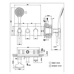 Внешняя часть Gessi Emporio 44900.031 смесителя для душа, с ручной лейкой и шлангом, хром