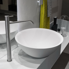 Раковина Antonio Lupi Servotondo, 50х50, из Flumood, с клапаном, белый матовый