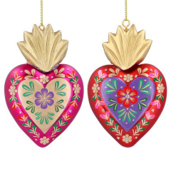 Елочная игрушка "Корона и цветы" 9 см, цвет в ассортименте