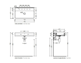 Раковина подвесная Flaminia Miniwash 75х42 MW75SPET, Petrolio