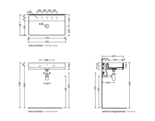 Раковина подвесная Flaminia Miniwash 75х42 MW75SPET, Petrolio