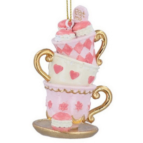 Елочная игрушка "Стопка чайных чашек" 8 см