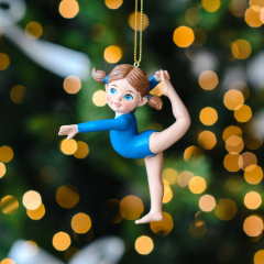 Елочная игрушка "Гимнастка в голубом" 10,8 см
