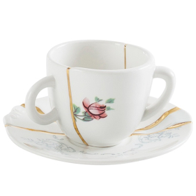 Чашка кофейная с блюдцем Kintsugi, декор 1