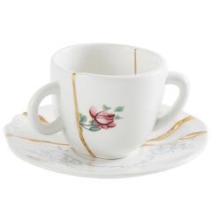Чашка кофейная с блюдцем Kintsugi, декор 1