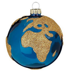 Елочная игрушка "Глобус" 8 см, цвет синий