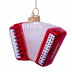 Елочная игрушка "Аккордеон красный" 7 см