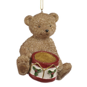 Новогодняя игрушка "Мишка с барабаном" 8 см