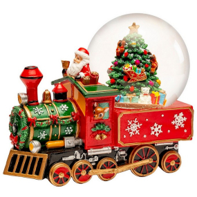 Фигурка "Снежный шар с Сантой на паровозе" 17 см