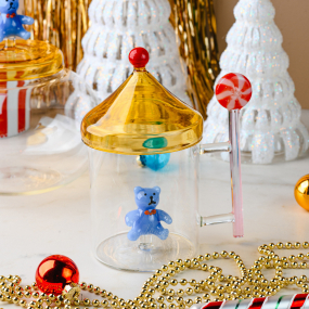 Кружка с крышкой "Голубой мишка" Schiaccianoci