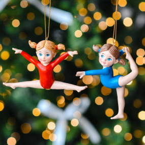 Елочная игрушка "Гимнастка в красном" 10,8 см