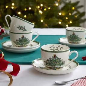 Набор чашек чайных с блюдцами Christmas Tree 200 мл, 8 предметов
