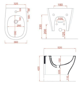 Биде подвесное Artceram Ten 36х52 TEB004_01;00