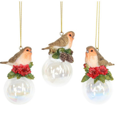 Елочная игрушка "Снегирь на мыльном пузыре" 7 см, в ассортименте